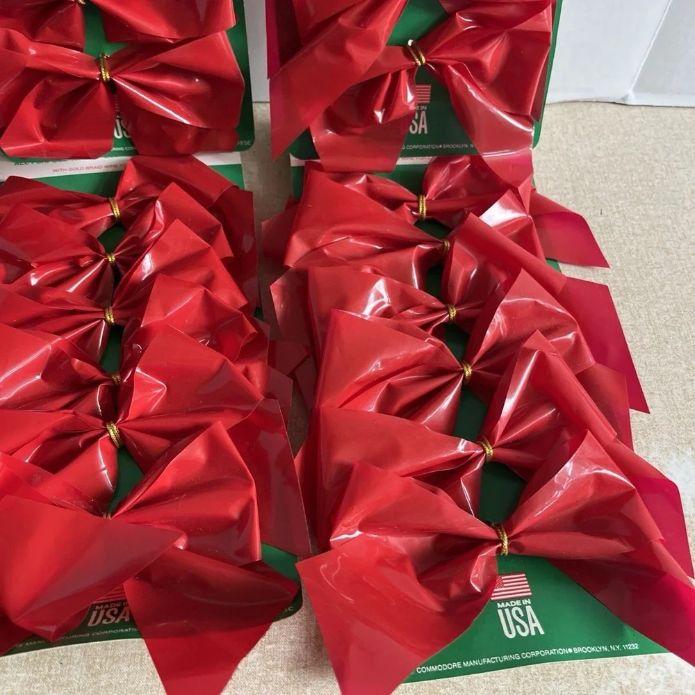 6- Vintage Trim-a-Tree Bows 6 Packs NEW In Package Christmas Decor Old Stock NOS